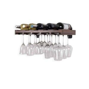 Rustic State Palomino Wall Mounted Wood Floating Wine Liquor Bottle Rack with...